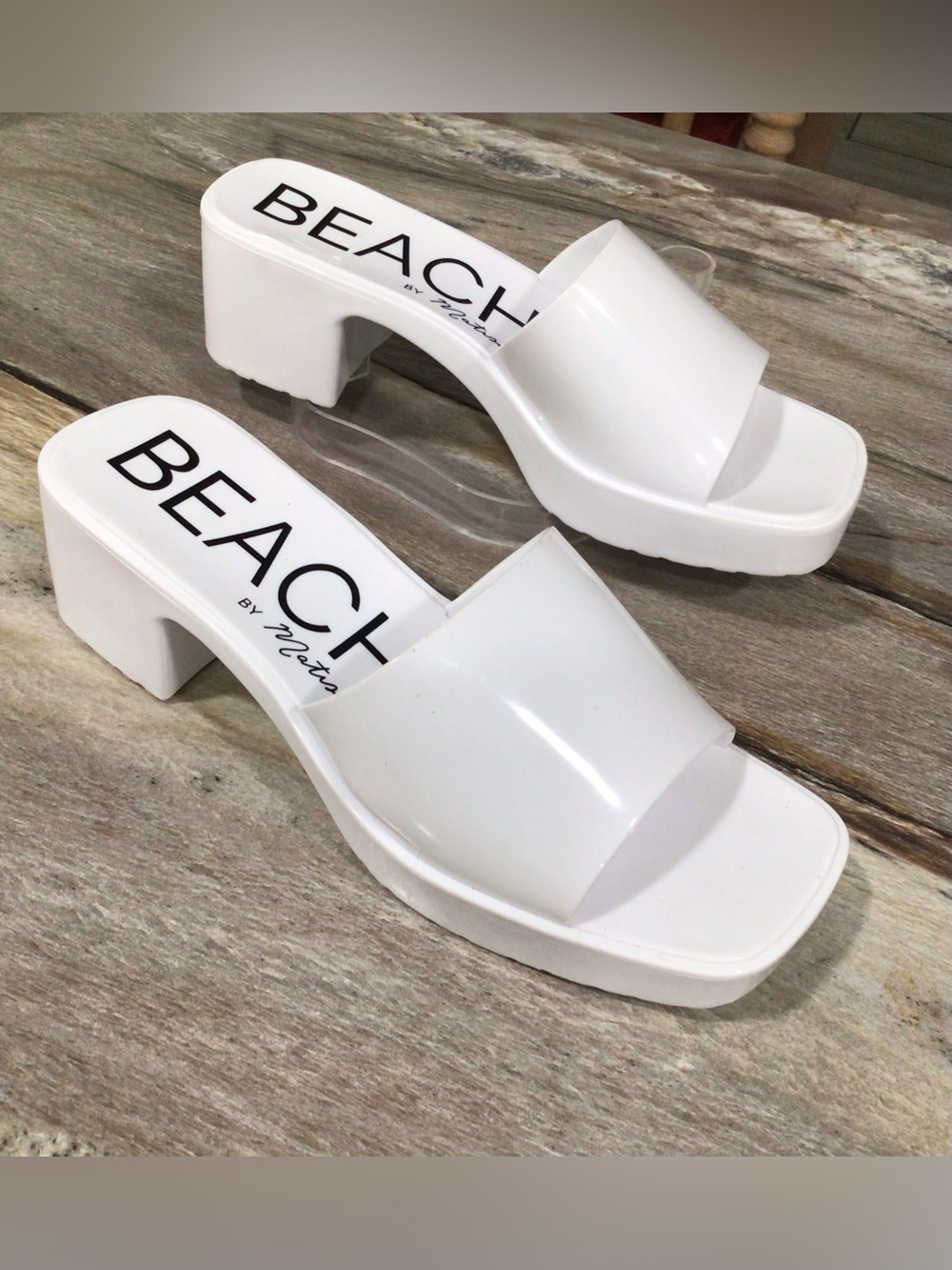 BEACH by Matisse Womens Wade White Block Heel Slip-On Jelly Sandal Size 8M - Picture 8 of 13
